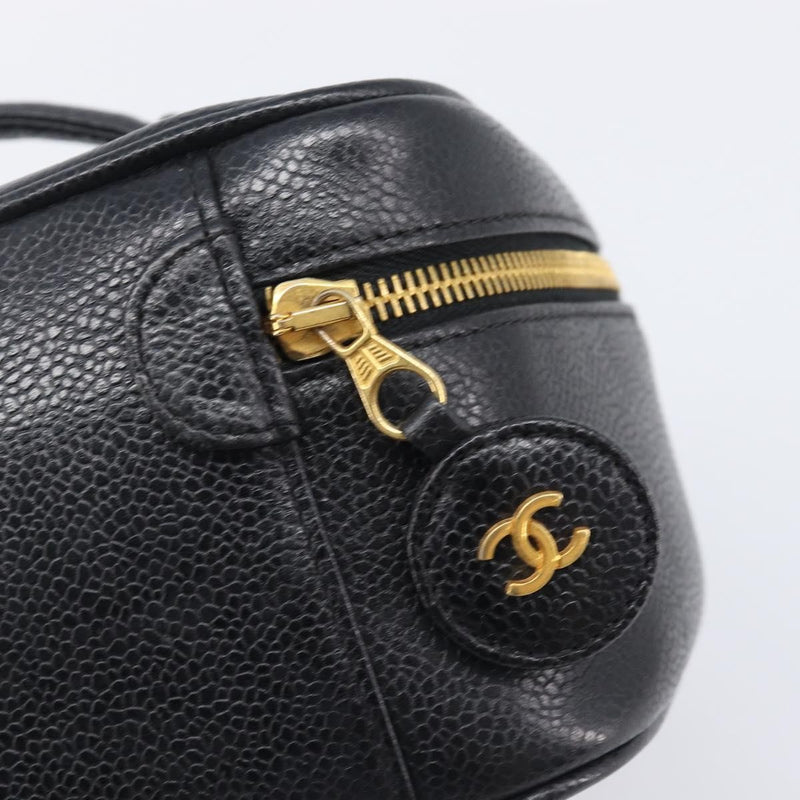 Chanel Vintage Timeless Cosmetic Case Caviar Black Leather Bag