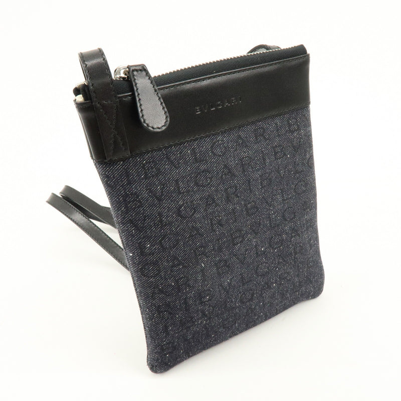 Bvlgari Logomania Canvas With Leather Black Denim_jeans Bag