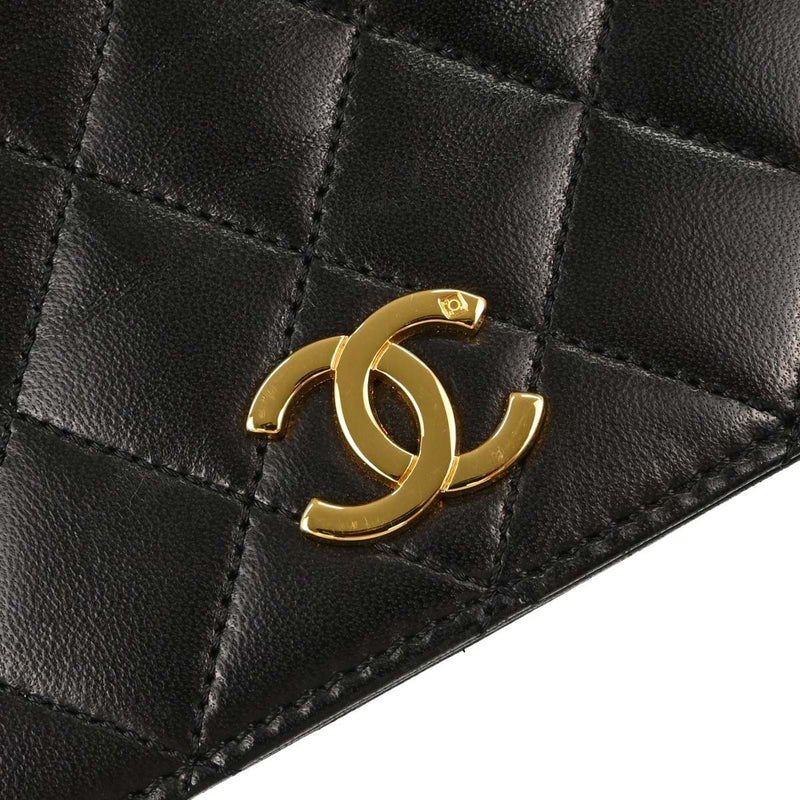 Chanel Vintage Full Flap Quilted Lambskin Black Leather Bag