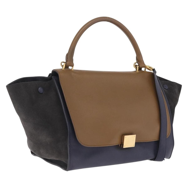 Celine Tricolor Trapeze Leather Navy Bag