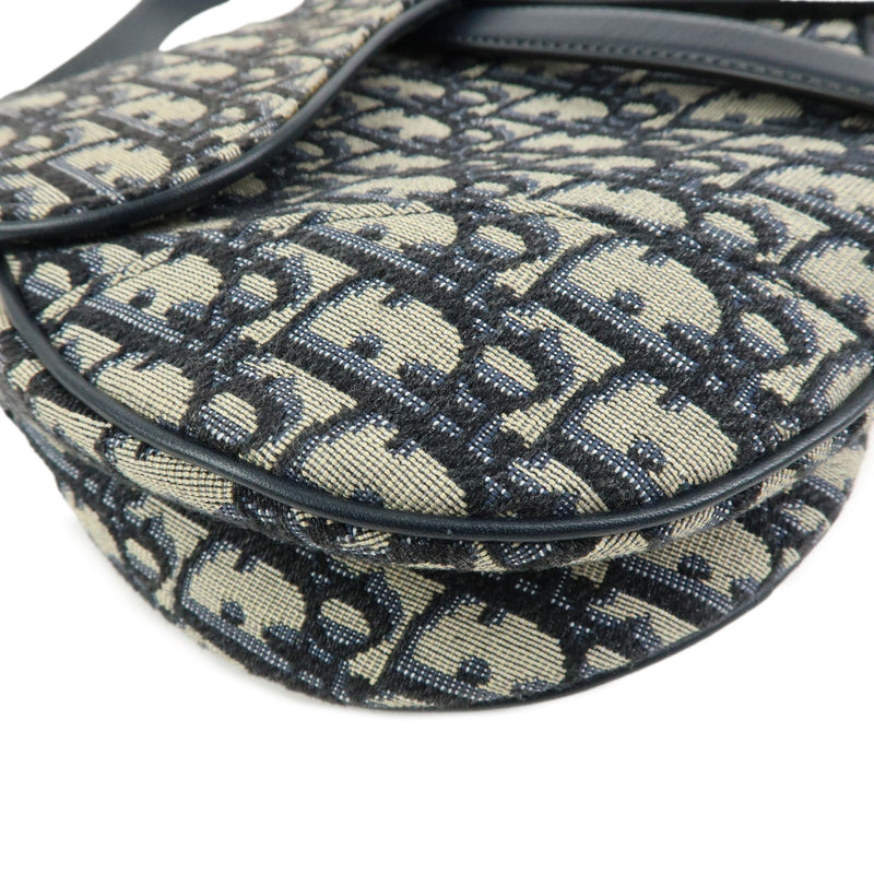 Christian Dior Saddle Oblique Canvas Navy Bag