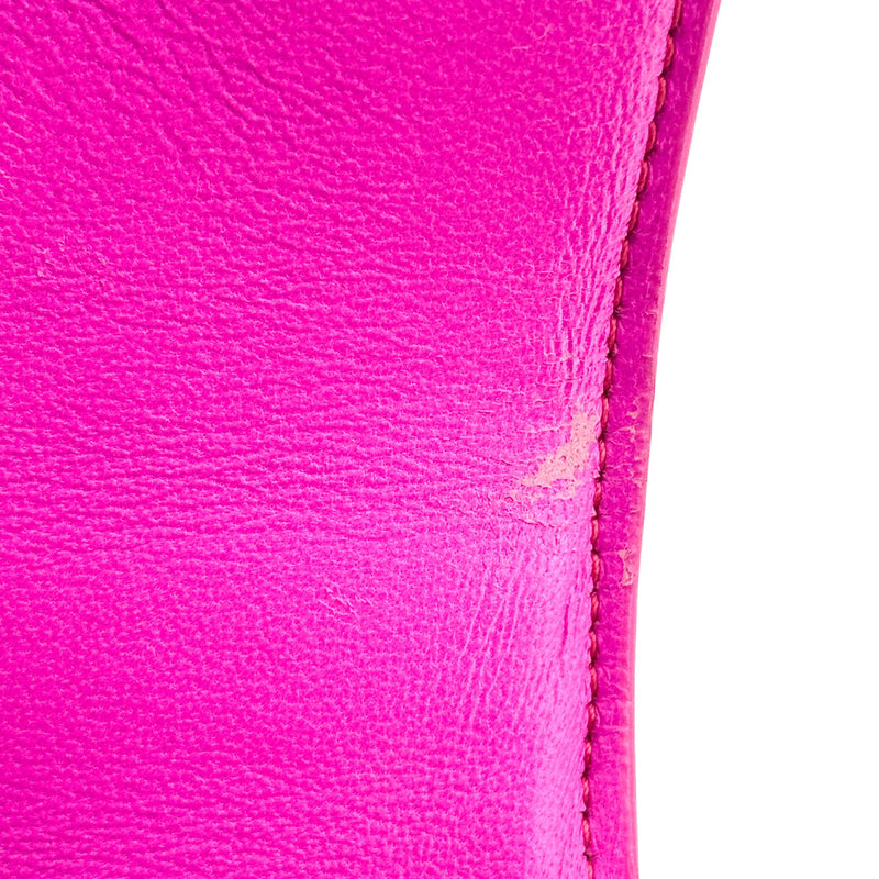 Balenciaga Hourglass Top Handle Crocodile Embossed Leather Pink Bag