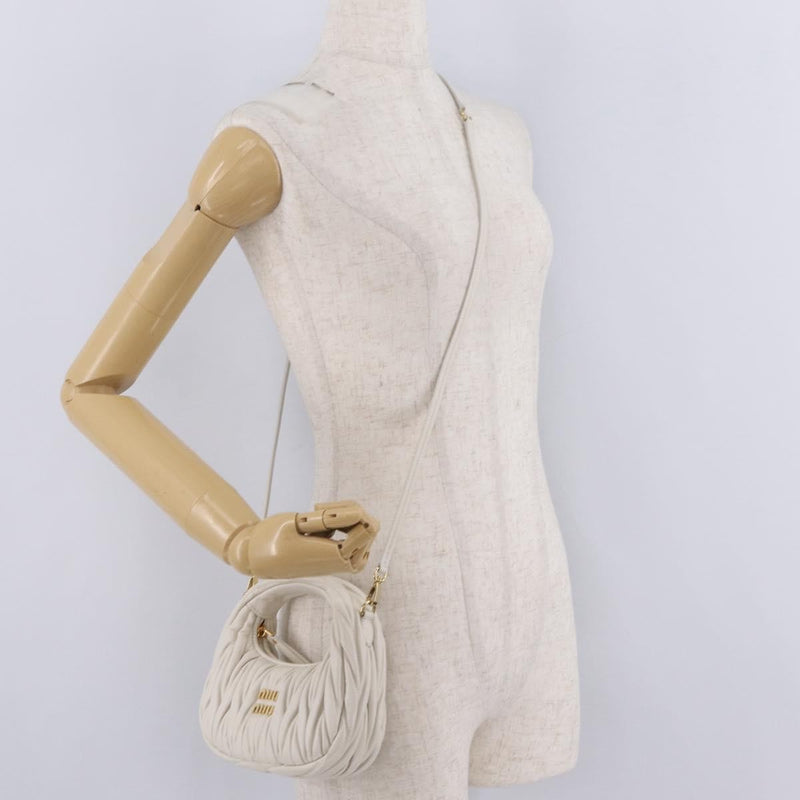 Miu Miu Wander Hobo Matelasse Leather White