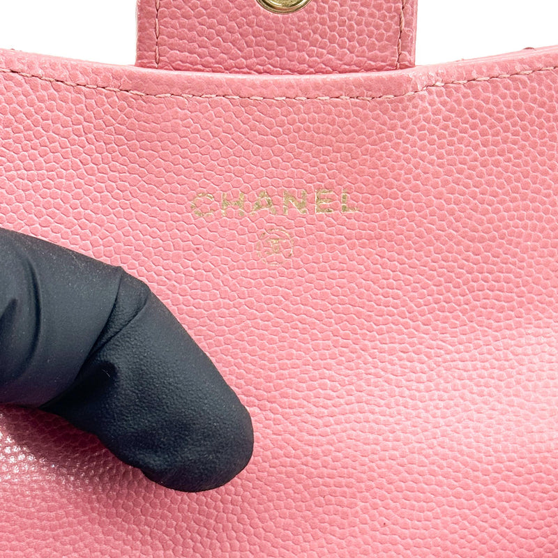 Chanel Classic Flap Card Case Quilted Caviar Pink Leather Accessory