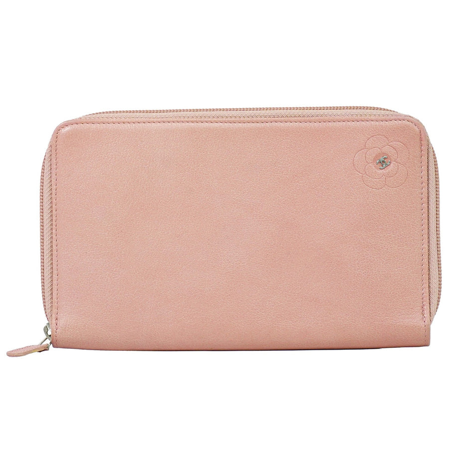 Chanel Camellia Zip Around Organizer Leather Pink Accessory