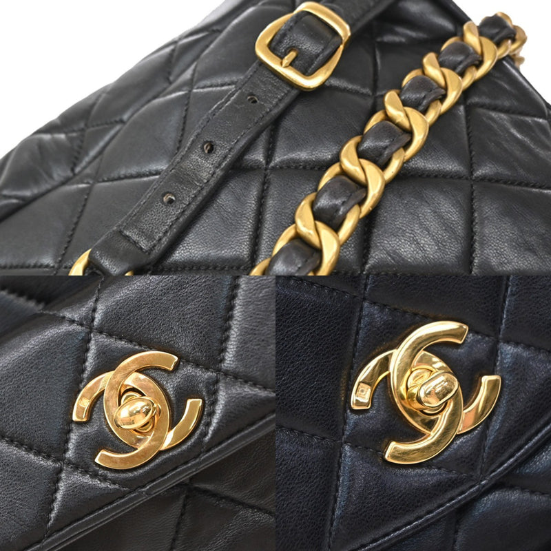 Chanel Vintage Cc Pocket Quilted Lambskin Black Leather Bag