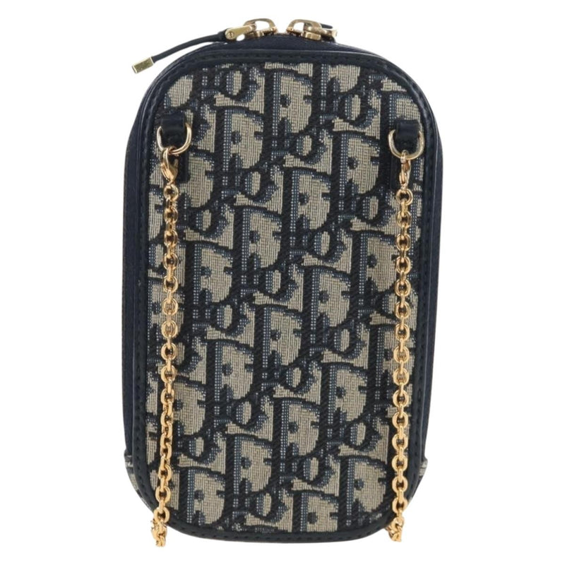 Christian Dior 30 Montaigne Phone Holder On Chain Oblique Canvas Navy Bag