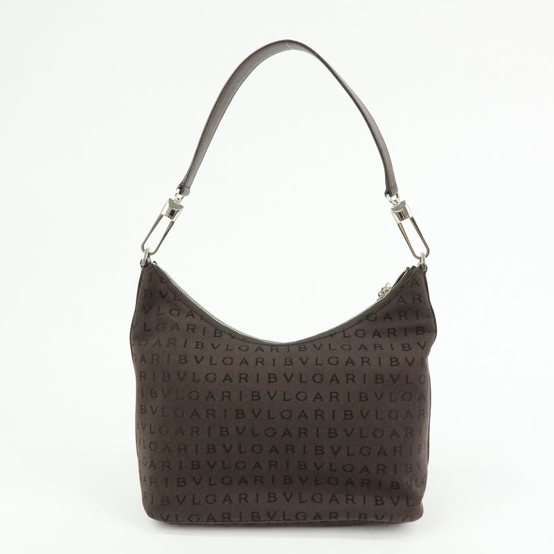 Bvlgari Logomania Suede Brown Canvas Bag