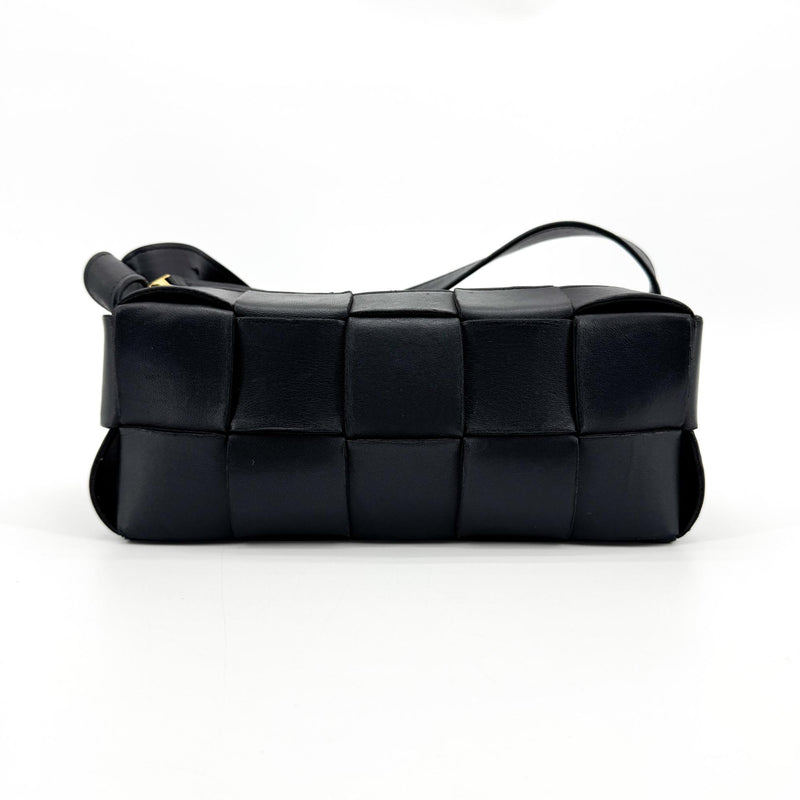 Bottega Veneta Brick Cassette Maxi Intrecciato Leather Black Bag