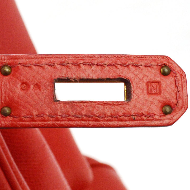 Hermes Birkin Red Epsom With Gold Hardware Leather Bag