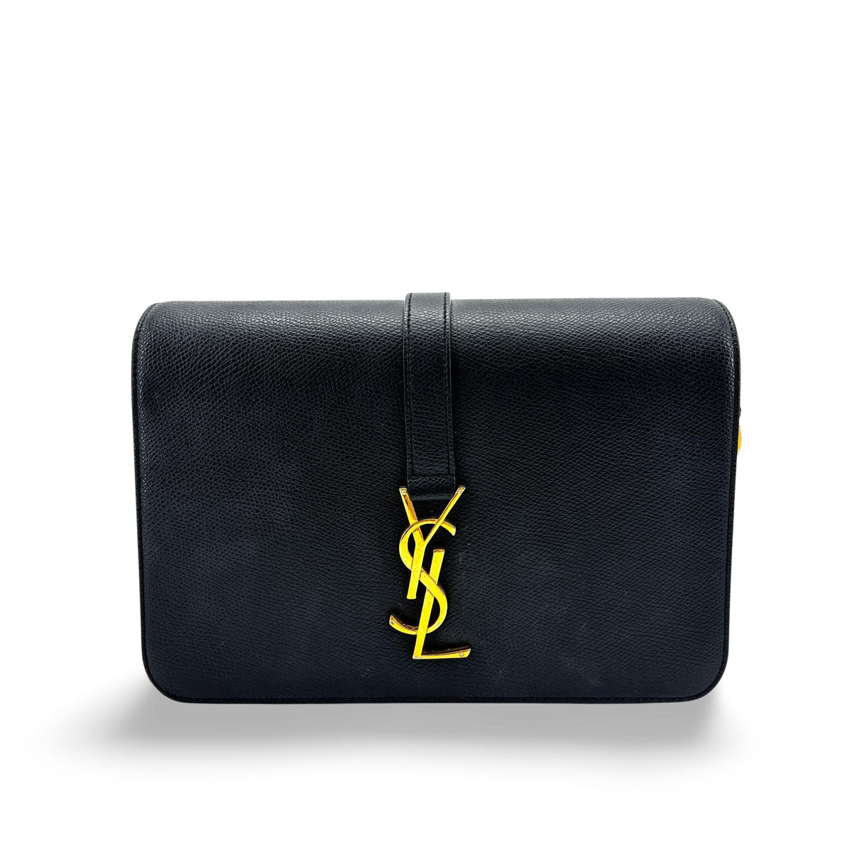 Saint Laurent Classic Monogram Crossbody Bag Metallic Leather Black