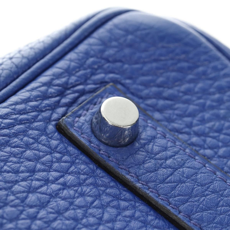 Hermes Birkin Blue Clemence With Palladium Hardware Leather Bag