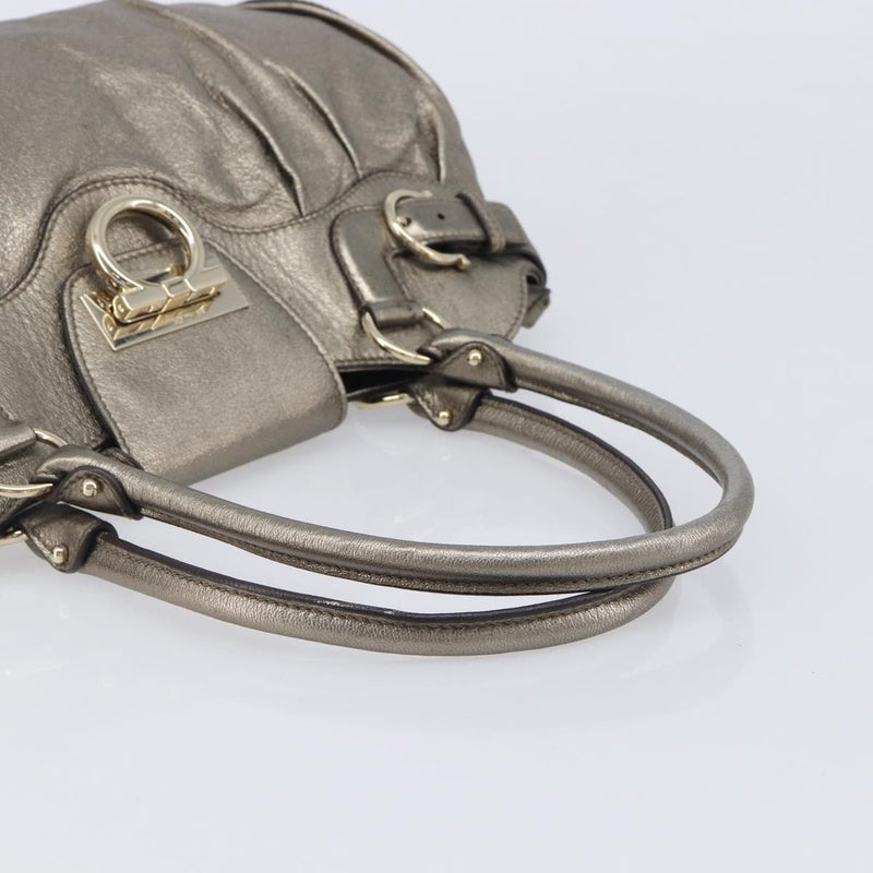 Salvatore Ferragamo Vintage Gancini Top Handle Leather Gold Bag