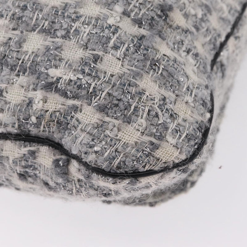 Chanel Camellia Messenger Tweed Gray Cotton