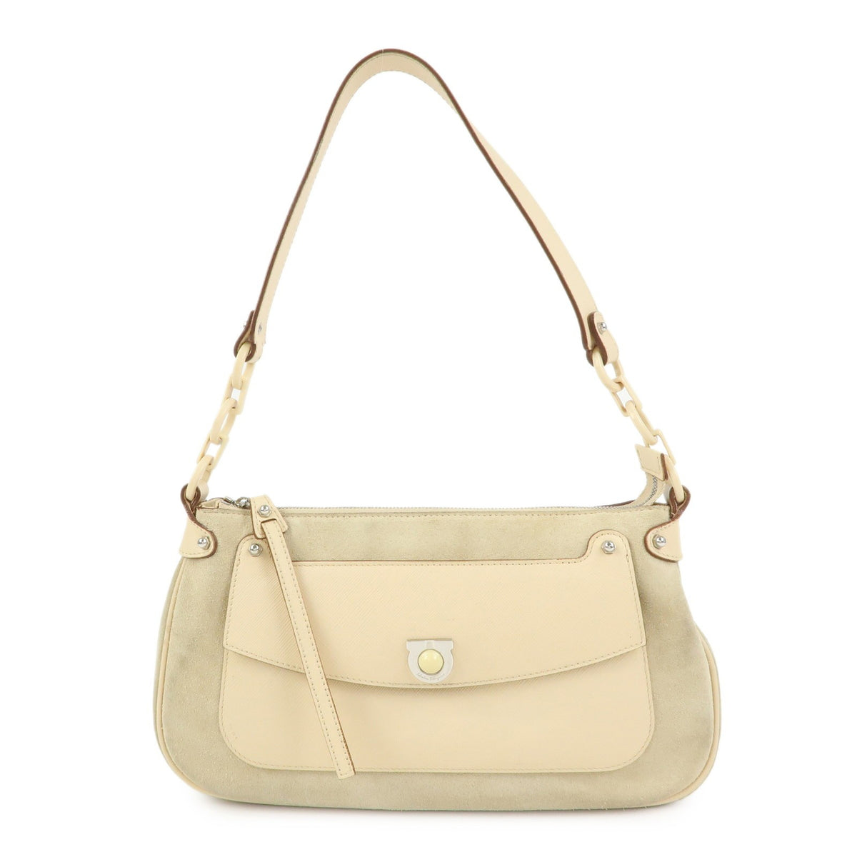 Salvatore Ferragamo Gancini Suede Beige Bag
