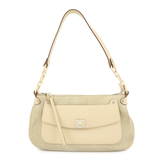Salvatore Ferragamo Gancini Suede Beige Bag