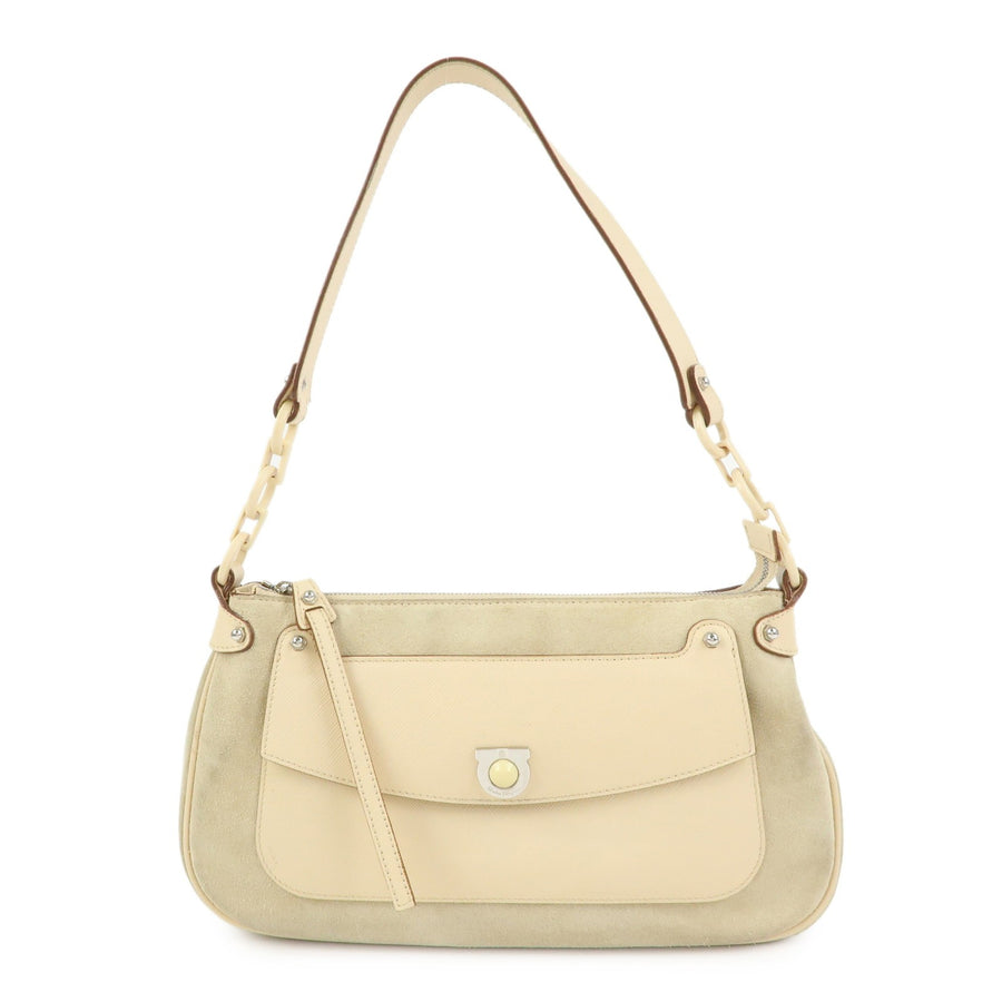 Salvatore Ferragamo Gancini Suede Beige Bag