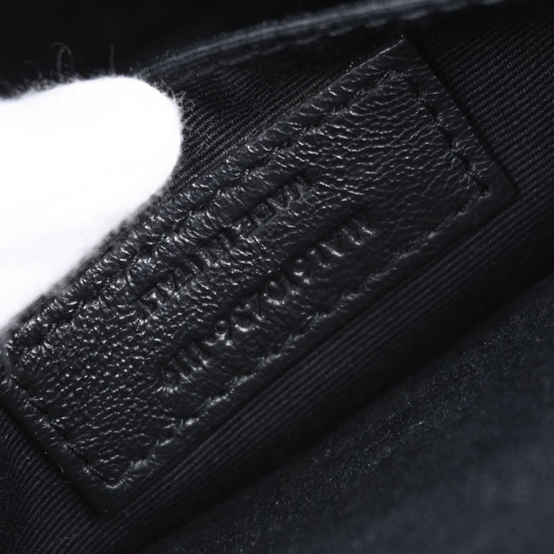 Saint Laurent Vinyle Round Belt Matelasse Chevron Leather Black Bag