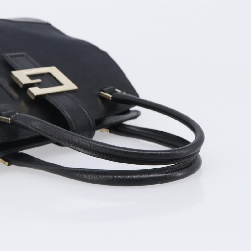 Gucci Vintage G Logo Canvas Black Leather Bag