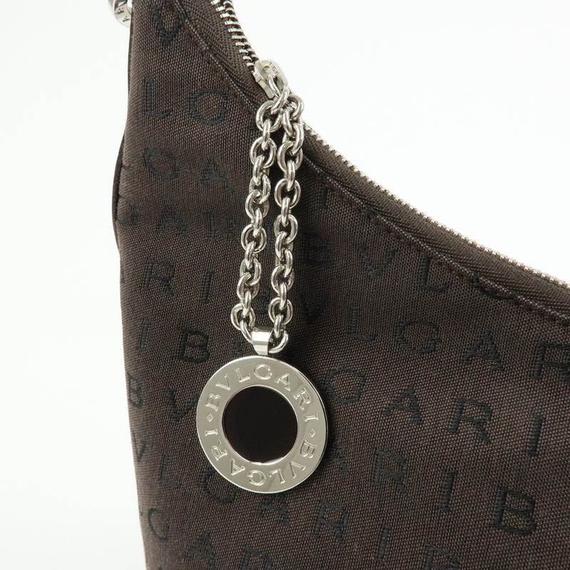 Bvlgari Logomania Suede Brown Canvas Bag