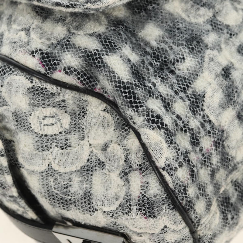 Chanel Vintage Camellia Flap Camera Quilted Tweed White Wool Bag