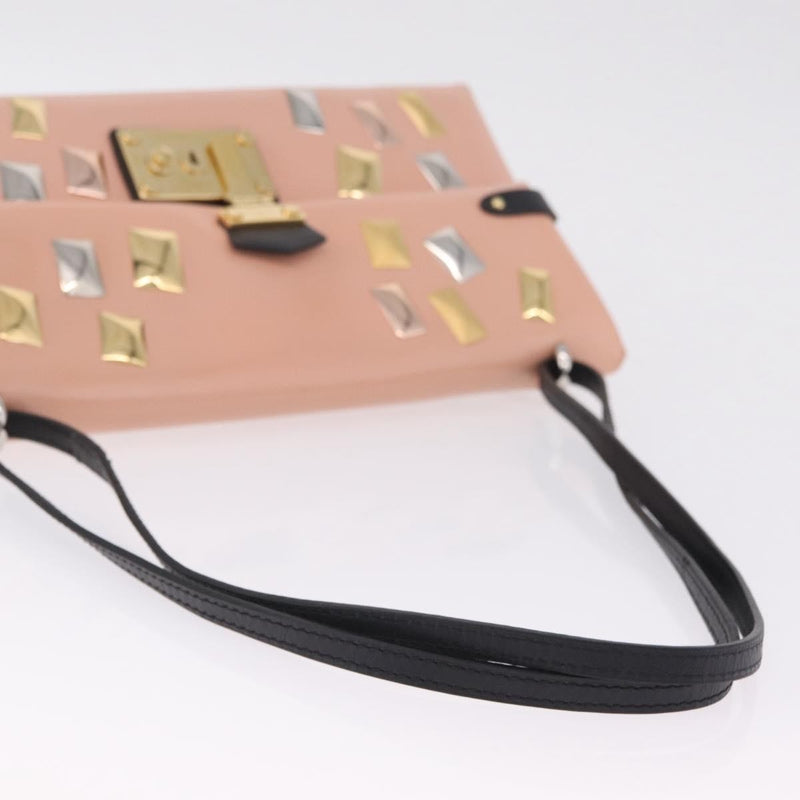 Louis Vuitton Sac Triangle Embellished Glazed Calfskin Pink Leather Bag