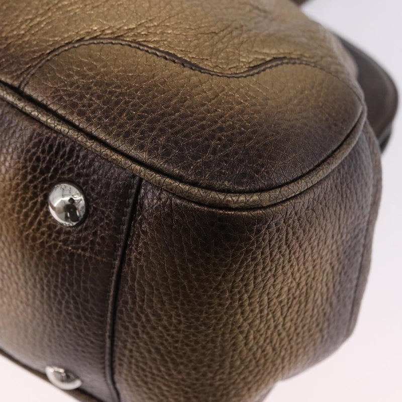 Prada Belted Frame Satchel Metallic Leather Gold