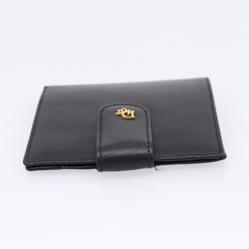 Christian Dior Bifold Card Holder Leather Black Accessory