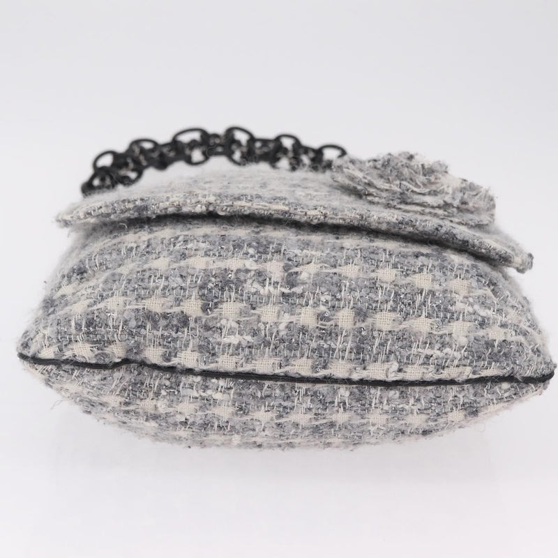 Chanel Camellia Messenger Tweed Gray Cotton