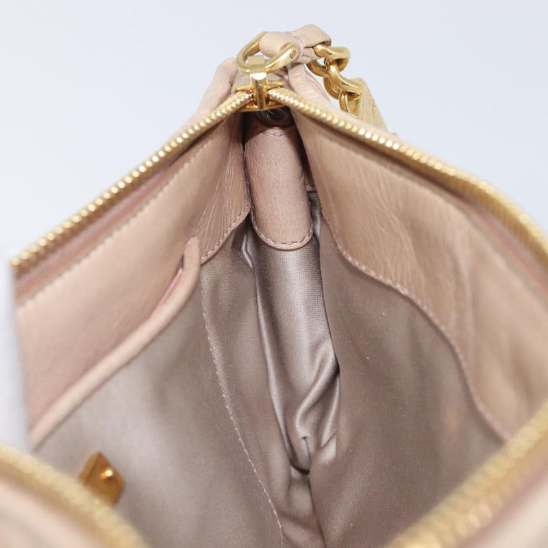 Miu Miu Zip Wristlet Matelasse Leather Beige Bag