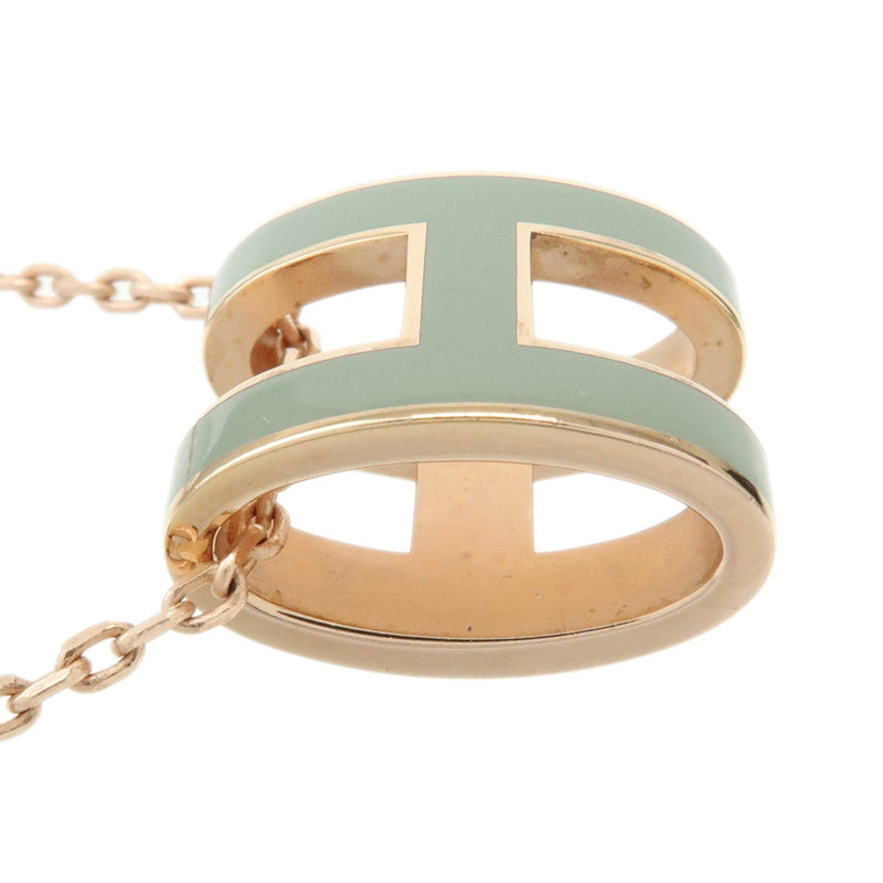 Hermes Pop H Pendant Chain Metal And Enamel Pink Rose_gold Bijoux