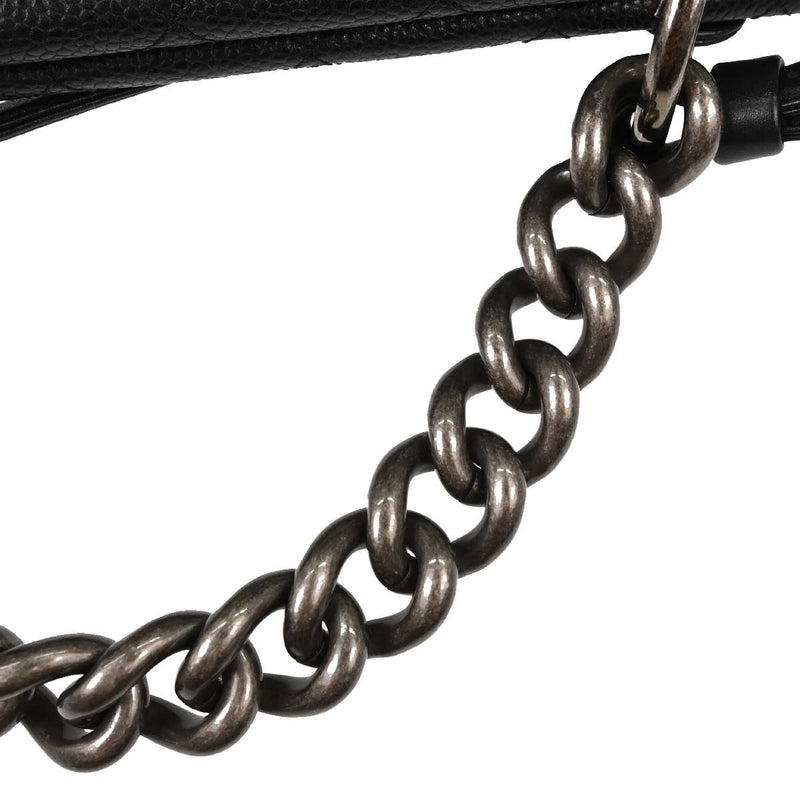Chanel Paris-Edinburgh Square Flap Caviar 2 Way Black Leather Bag