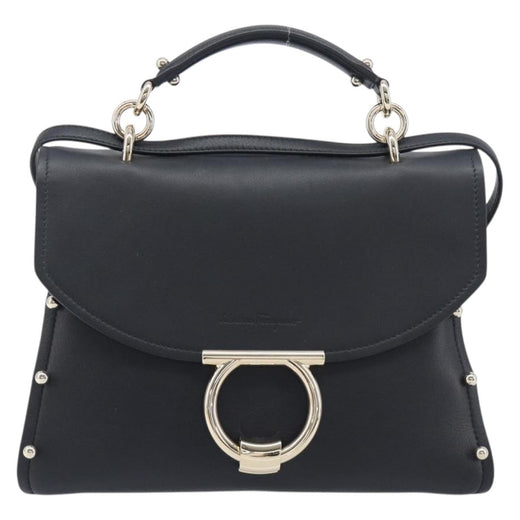 Salvatore Ferragamo Margot Satchel Studded Leather Black