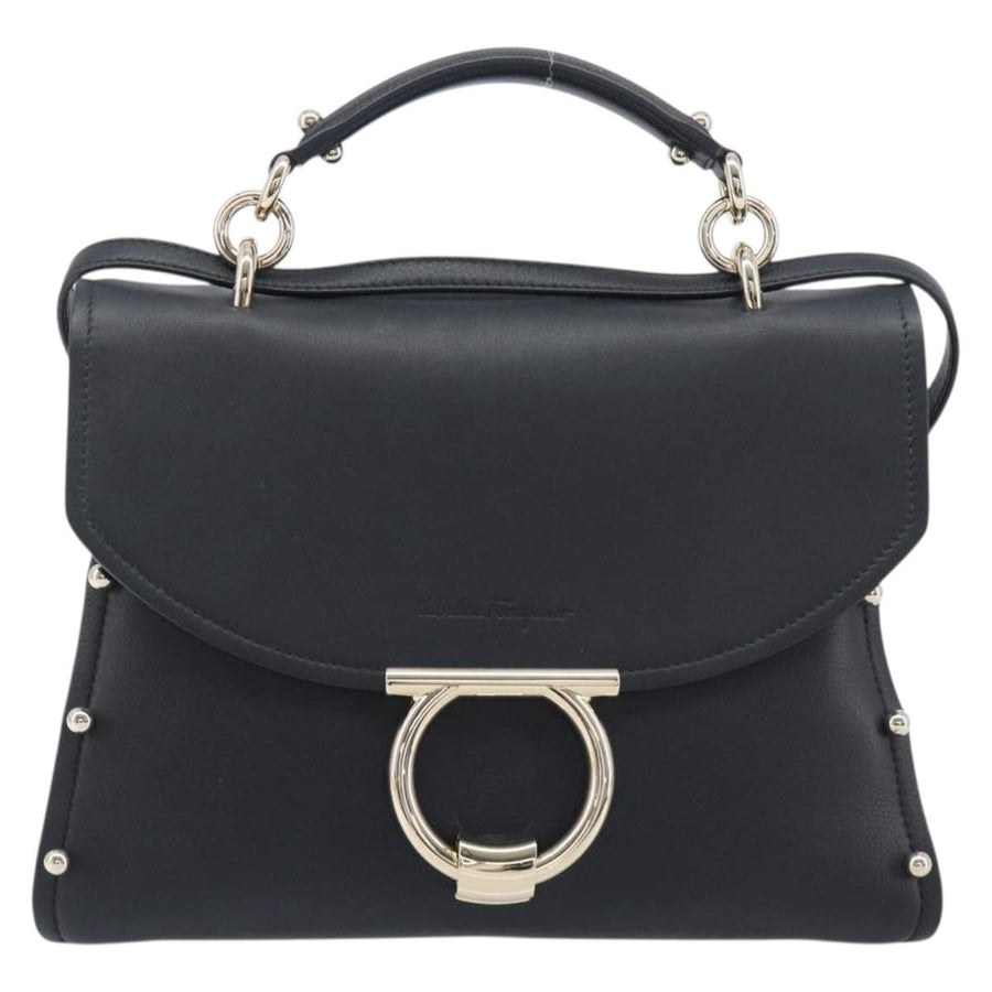 Salvatore Ferragamo Margot Satchel Studded Leather Black