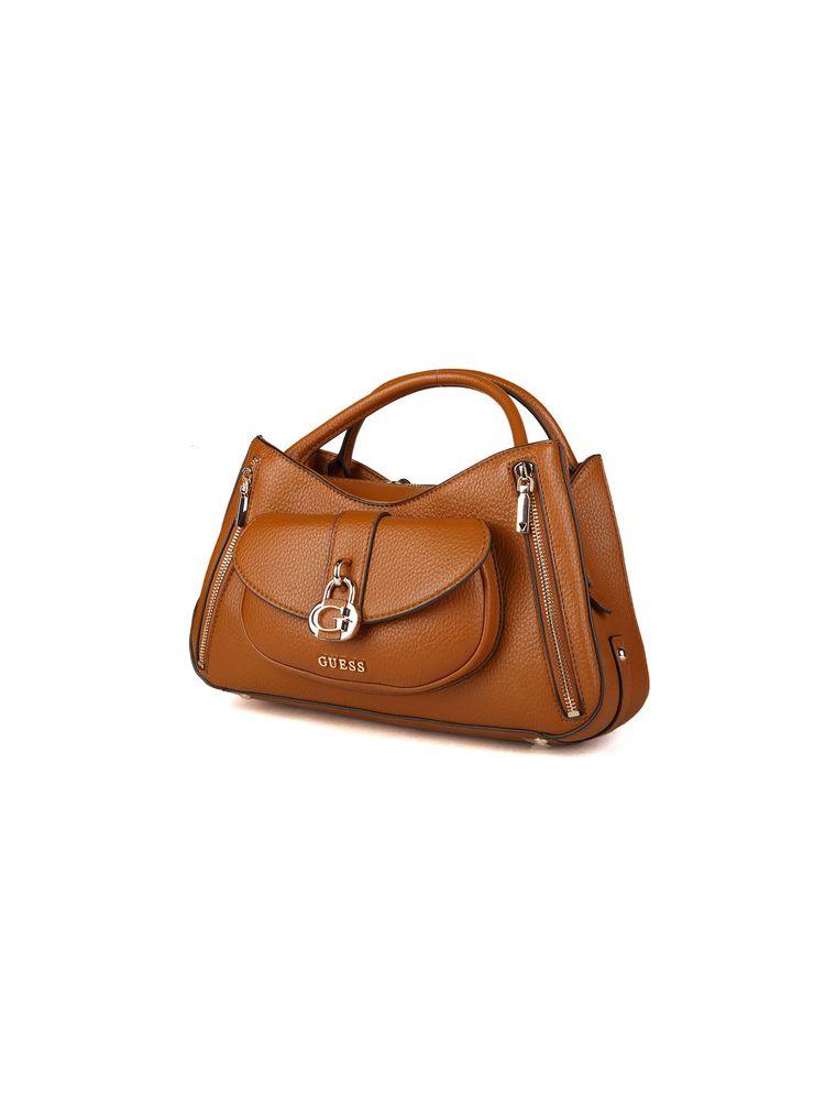 Guess Jessa Girlfriend Shoulder Bag — Brown Polyurethane