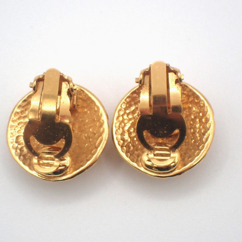 Chanel Vintage Cc Round Clip-On Metal Gold Gold_plated Bijoux