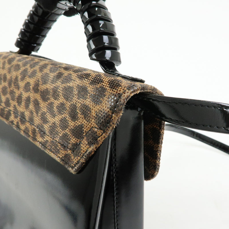 Loewe Vintage Velazquez Top Handle Leather Black Patent_leather Bag