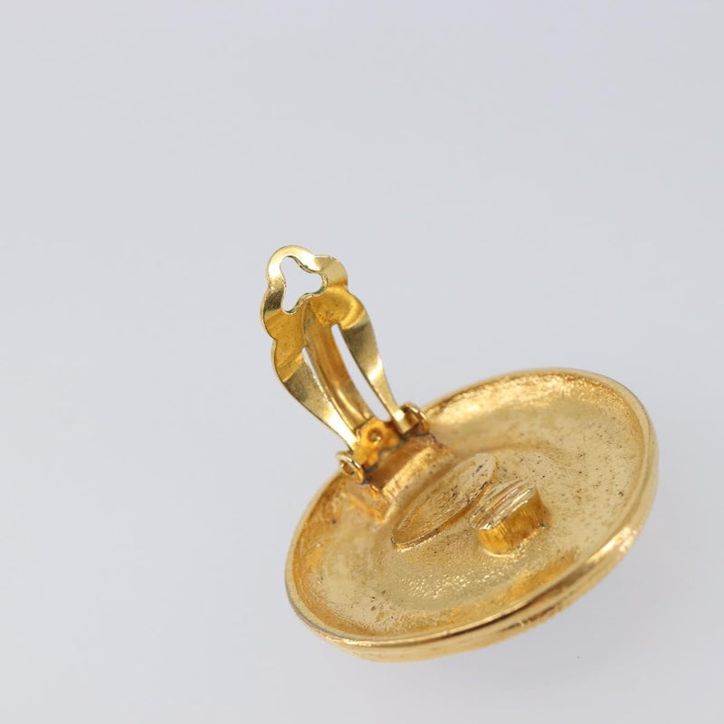 Chanel Vintage Cc Round Clip-On Metal With Gripoix Gold Bijoux