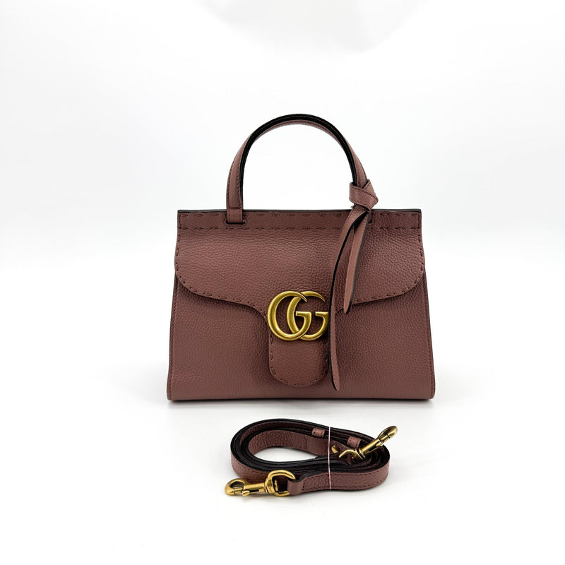 Gucci Gg Marmont Top Handle Leather Pink Bag