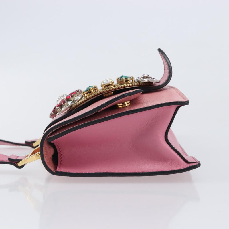 Miu Miu Madras Crystal Flap Leather Pink Bag