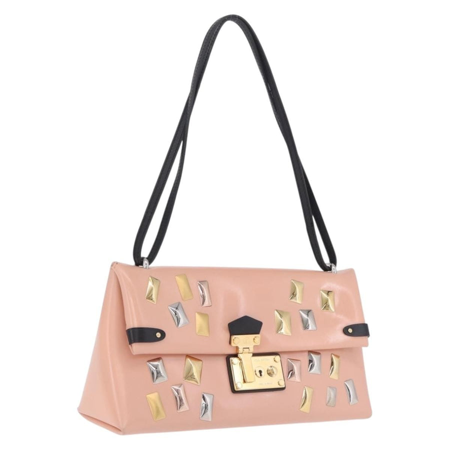 Louis Vuitton Sac Triangle Embellished Glazed Calfskin Pink Leather Bag