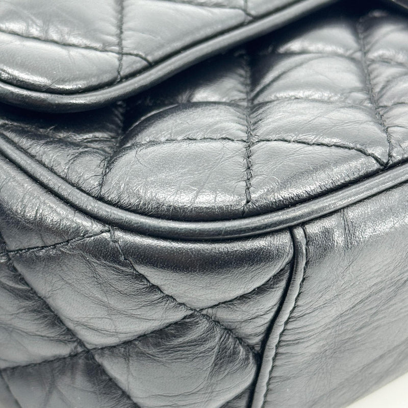 Chanel Flap Messenger Quilted Calfskin Black Leather
