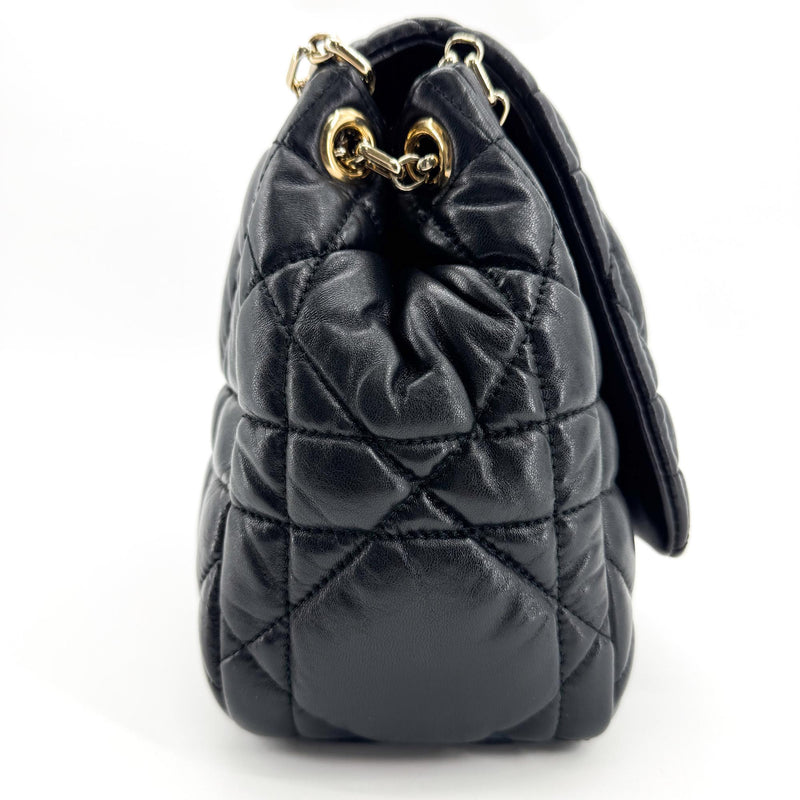 Christian Dior Milly La Foret Cannage Quilt Lambskin Black Leather Bag