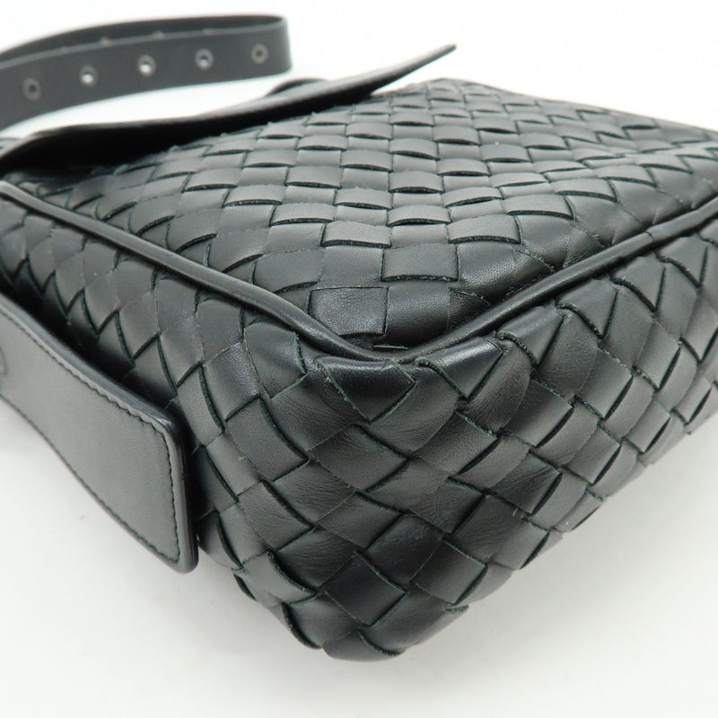 Bottega Veneta Front Pocket Messenger Intrecciato Nappa Black Leather
