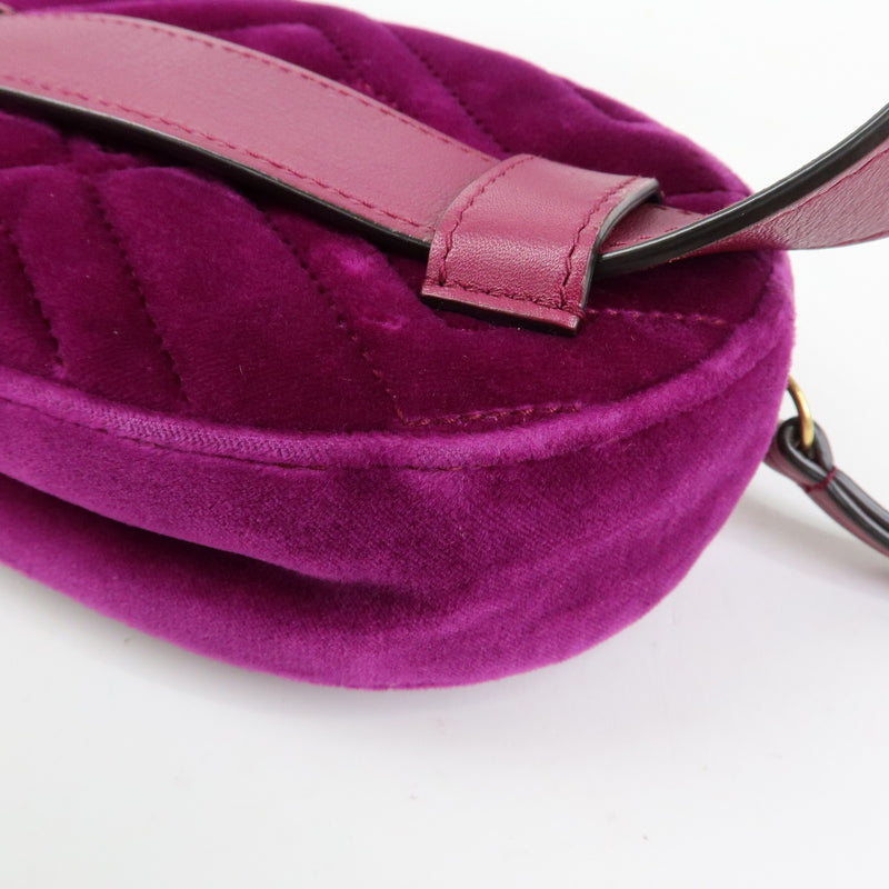 Gucci Gg Marmont Belt Matelasse Velvet Purple Bag