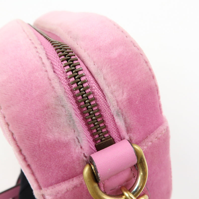Gucci Gg Marmont Crystal Embellished Matelasse Velvet Pink Bag