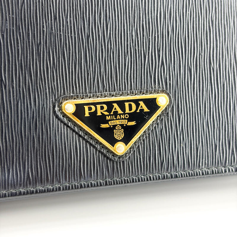 Prada Wallet On Chain Saffiano Leather Black Bag
