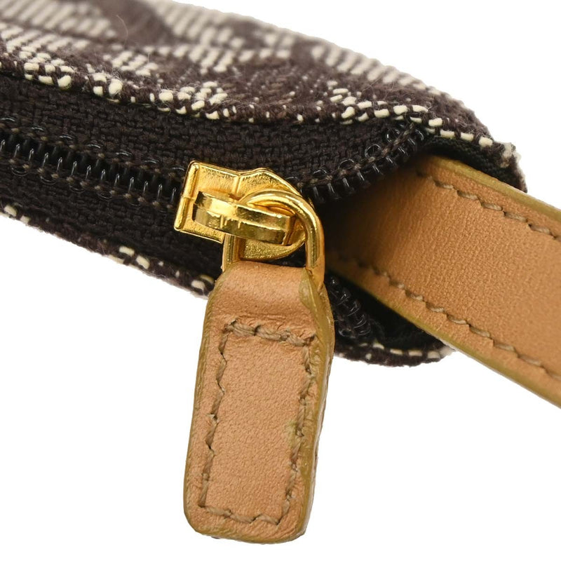 Christian Dior Vintage Saddle Zip Coin Purse Diorissimo Canvas Brown Bag