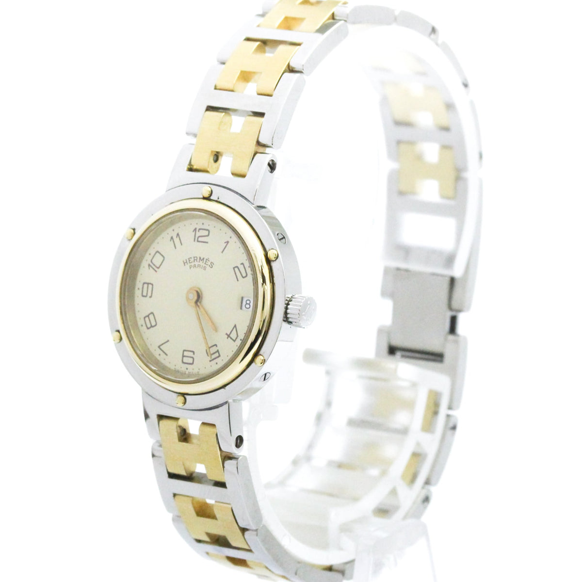 Hermes Clipper Quartz Stainless Steel And Plated Metal Watches
