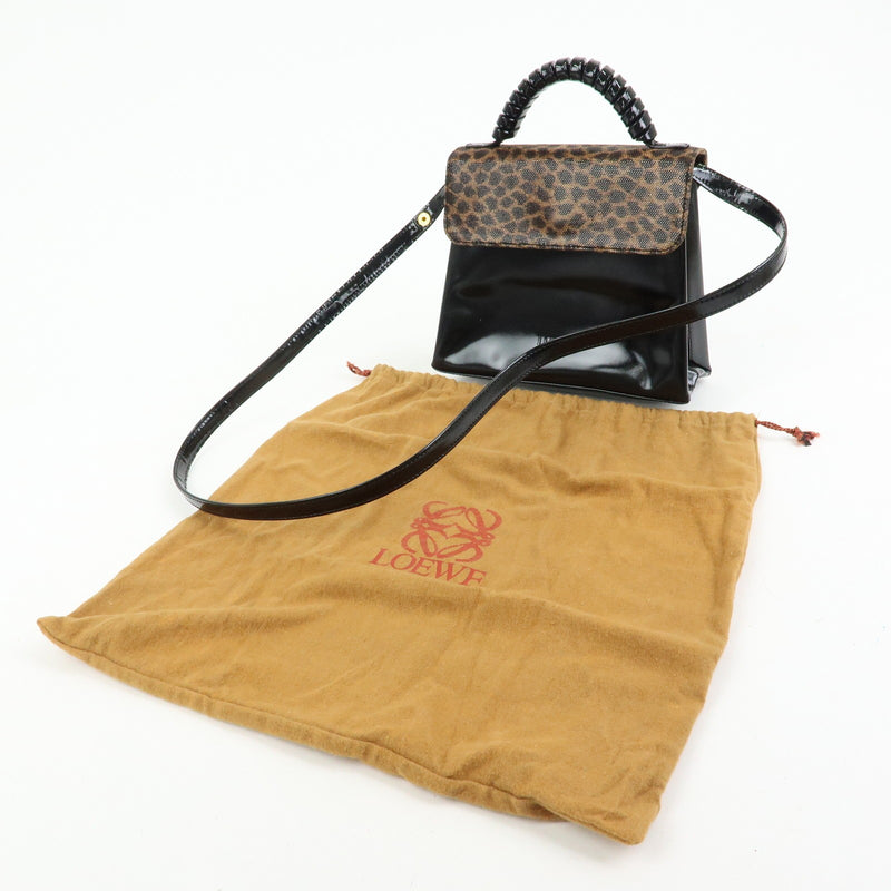Loewe Vintage Velazquez Top Handle Leather Black Patent_leather Bag